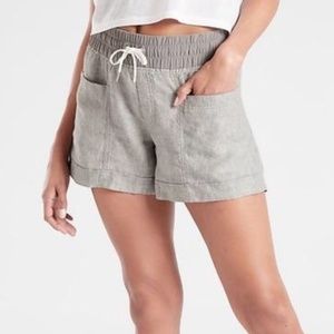 Athleta Cabo Linen 4" Shorts Grey